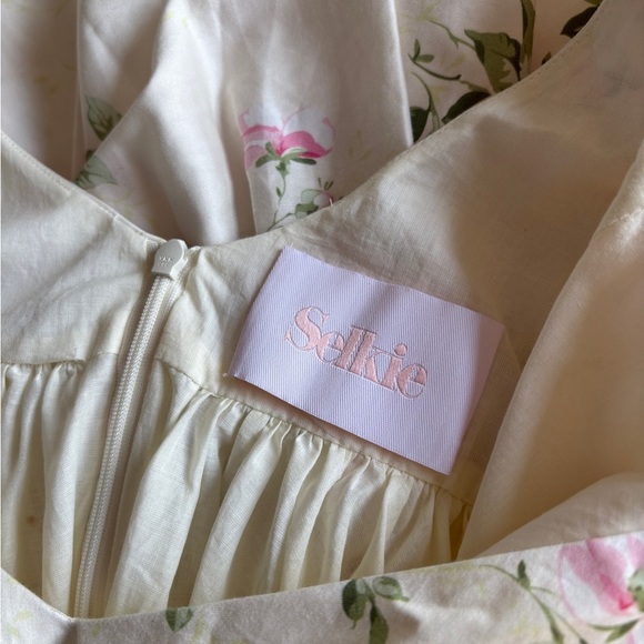 NEW Selkie Summer Home Girls Night Out Mini Ruffle Dress Pink Cream Floral | XS - Picture 12 of 15